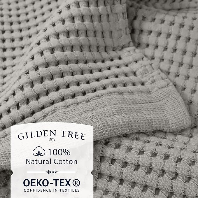 GILDEN TREE Waffle Bath Sheet Quick Dry Towel, Thin Luxury Bath Towels, Bath Sheets 40x80 Large Bath Towels, Modern Style (Pewter)
