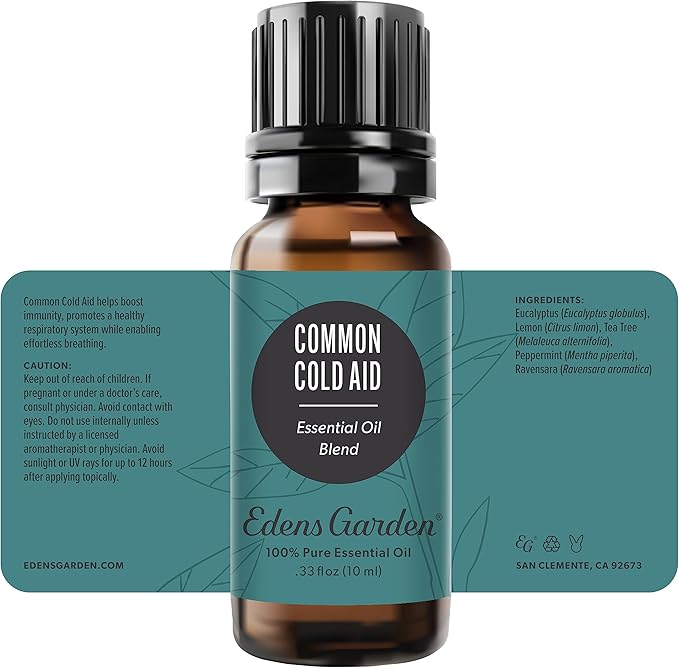 Edens Garden Common Cold Aid Essential Oil Blend- 100% Pure Premium Grade, Undiluted, Natural, Therapeutic, Aromatherapy, The Best for Diffusing, Skin, Humidifiers, Candle 10 ml (.33 fl oz)