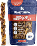 Pawstruck Natural 12” Braided Bully Sticks for Dogs - Tough, Long-Lasting, Rawhide-Free, Low Odor, Healthy Single Ingredient Chew Treat for Aggressive Chewers - 10 Count - Packaging May Vary