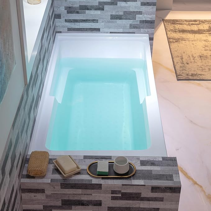 WOODBRIDGE 54" Acrylic Rectangular Alcove Soaking Bathtub in White with Left Drain, Oil Rubbed Bronz pop-UP Drain Included BA5430L