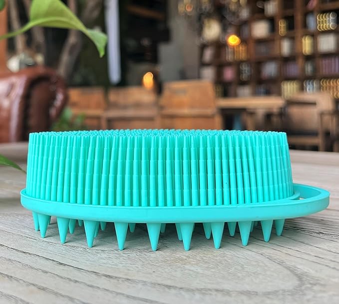 Premium Sensory Brush for Kids or Autism,Soft Silicone Body Scrubber,2 in 1 Sensory Room Occupational Therapy Brushes,Silicone Loofah,Pet Shower Brushes Bath Brush Shampoo Brush(hangable-Spikes-Teal)