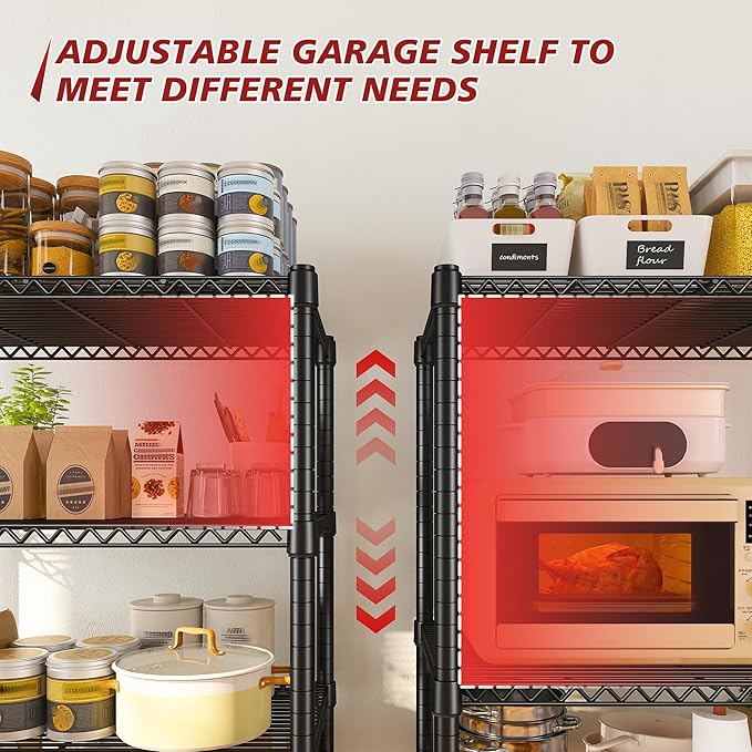 REIBII 72’’H Wire Shelving, 6 Tier Metal Shelving Units and Storage Shelves, Adjustable Garage Shelving for Storage Heavy Duty Shelving for Pantry Shelf Kitchen Garage, 24’’W X18’’D X72’’H
