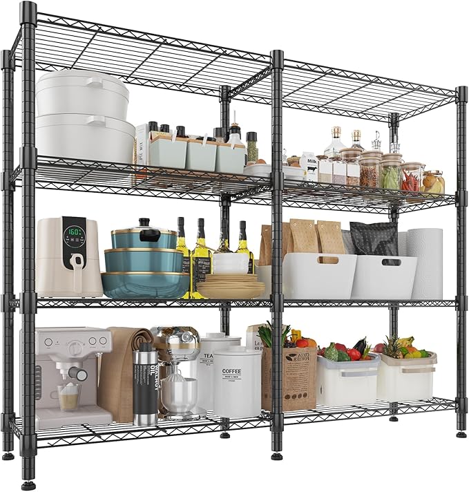 Himimi 4-Tier Heavy Duty Metal Storage Rack, 1200LBS Adjustable Wire Shelving for Storage, Standing Storage Shelf Units for Kitchen Garage Pantry Laundry, 60" W x 14" D x 60" H, Black