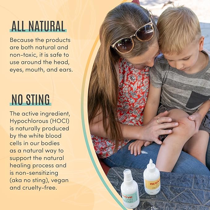Active Skin Repair - First Aid Natural & Non-Toxic Healing Ointment & Antiseptic Spray for Minor Cuts, Wounds, Scrapes, Rashes, Sunburns, and Other Skin Irritations (Bundle, Combo, 3 oz Each)