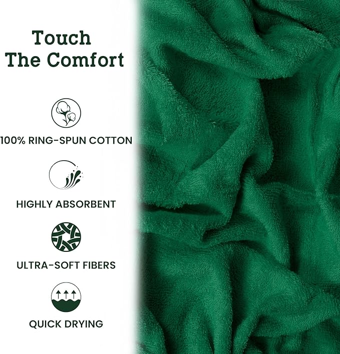 Casa Lino Face Towels & Body Wash Cloths for Showering - 100% Cotton Wash Cloths for Bathroom - Highly Absorbent & Quick Drying Washcloth Set - Cotton Washcloths 24 Pack (12" x 12") - (Green)