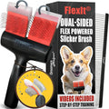 FlexIt Flexible Slicker Brush for Dogs - Professional 3-in-1 System & Video Trainings - Dual-Sided Dematting, Undercoating & Finishing Dog Grooming Brush by Groomers Helper (Single, Soft Flex)