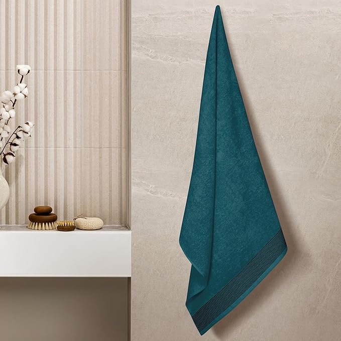 Belizzi Home Ultra Soft 4 Pack Oversized Bath Towel Set 27x54 inches, 100% Cotton Bath Towels, Highly Absorbant Compact Quickdry & Lightweight Towel, Ideal for Gym Travel Camp Pool - Teal