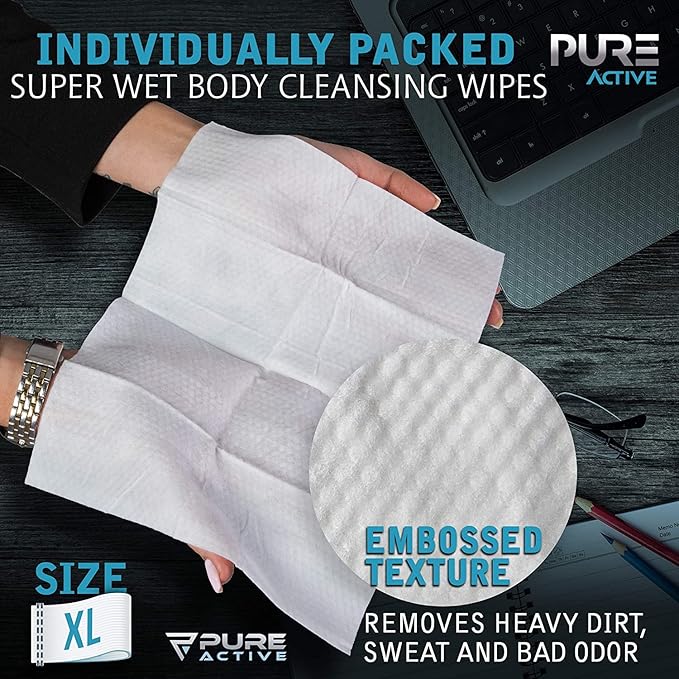 Shower Body Wipes, 480 Individually Wrapped Personal Hygiene Body Cleansing Wipes for Women and Men, Keep Clean After Gym Travel Camping Outdoors Sports