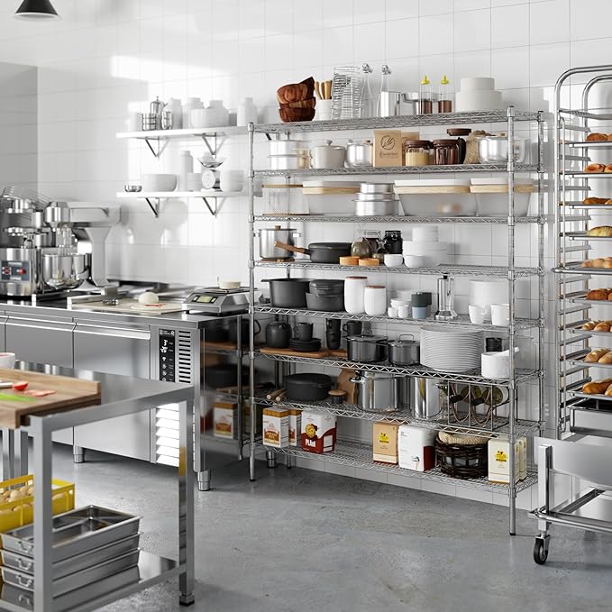 14" Deep x 60" Wide x 74" Height Wire Shelving Kit | 8-Tier | NSF Commercial Storage Rack Unit