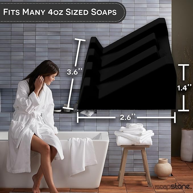 Silicone Soap Dish (USA Patented) Self Draining Bar Soap Holder for Shower Bathroom Sink, Drying Soap Dish Tray Sponge Holder Easy Cleaning Soap Saver Travel Accessories (Black, 2)