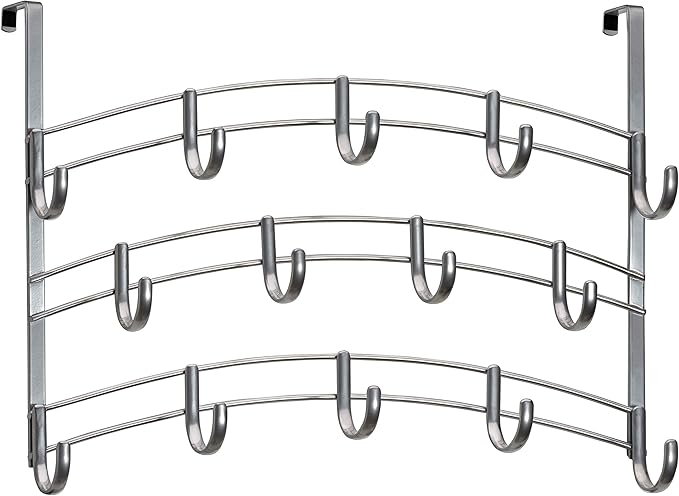 LYNK Professional® Home™ Over Door Hooks Rack - 14 Hook Over Door Hanger - Over Door Towel Rack - Hanging Towels or Clothes - Bathroom, Bedroom or Laundry Room - Lifetime Ltd. Warranty - Platinum