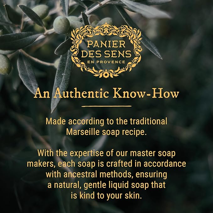 Panier des Sens - Moisturizing Hand Soap - Honey Fragrance - French Traditional Savon de Marseille Soap with Coconut Oil - Refillable Kitchen & Bathroom Soap - 16.9 Fl.oz Liquid Hand Wash 97% Natural