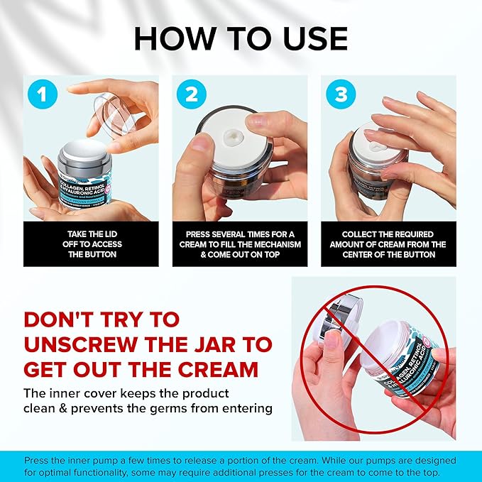 SimplyVital Collagen, Retinol & Hyaluronic Acid Cream - Anti-Aging Face Moisturizer for Face, Firming Skin Care Neck & Décolleté - Made in USA, Daily Moisturizer Face Cream Day & Night - 1.7 fl.oz.