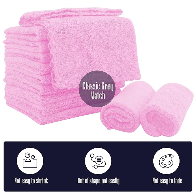 16 Pack Baby Washcloths - Luxury Coral Fleece - Extra Absorbent and Soft Wash Clothes for Newborns, Infants and Toddlers - Suitable for Sensitive Skin and New Born-Baby Shower-Frozen Berry,10x10 Inch