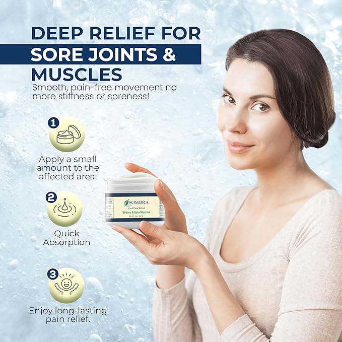 Sombra Cool Pain Relief Gel Cold Pain Relief for Swelling, Growing Pains, Soreness, Post-Workout, Vegan Formula Free of Artificial Fragrances, Dyes, NSAID, Wax, Petroleum, Alcohol - 2oz Jar (2 Pack)