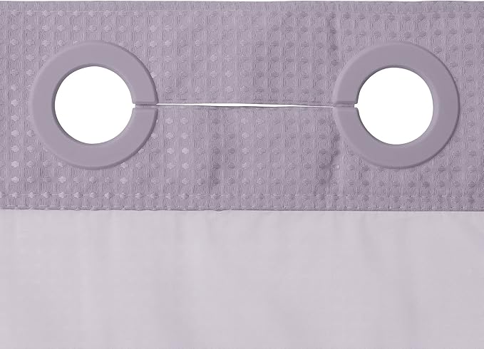 River Dream Heavyweight No Hooks Required Dotted Waffle Weave Shower Curtain with Snap in Liner - 71W x 74H,Hotel Grade,Spa Like Bath Curtain,Lilac