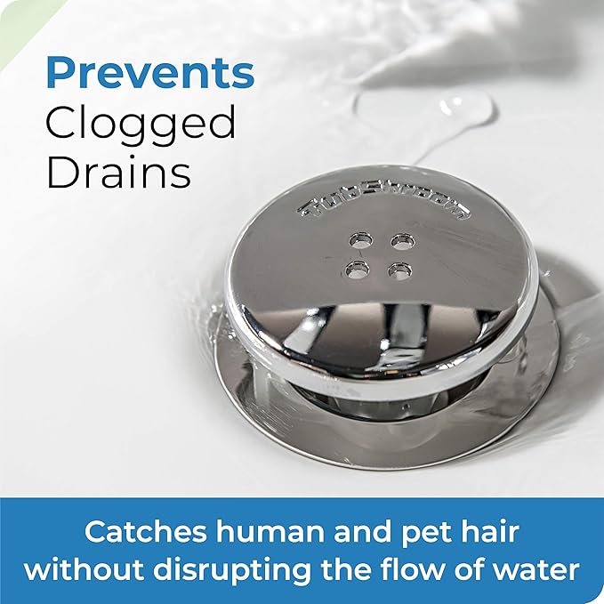 TubShroom Bathtub Drain Protector and Hair Catcher - 2 Pack, Chrome - Fits 1.5" - 1.75" Bathtub and Shower Drains