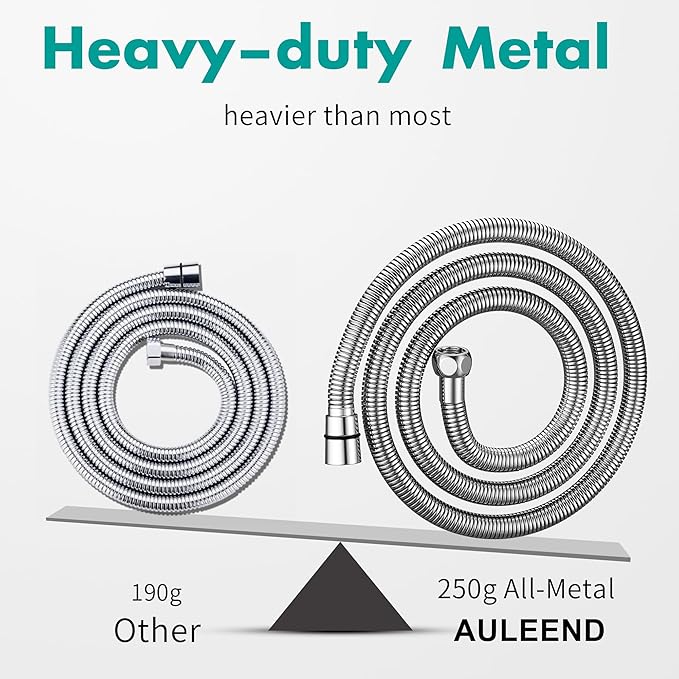 shower hose 304 stainless steel extra long shower hose replacement handheld shower head hose extension (Chrome, 78 inch)