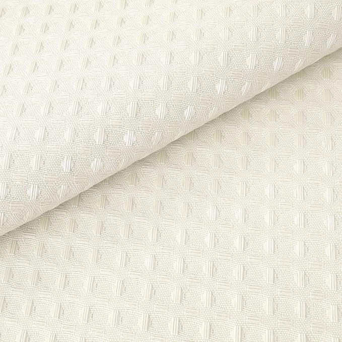 River Dream Heavyweight No Hooks Required Dotted Waffle Weave Shower Curtain with Snap in Liner - 71W x 74H,Hotel Grade,Spa Like Bath Curtain,Cream