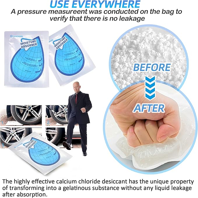 100 Gram 10 Packs Moisture Absorbers, Dehumidifier Bags for Bathrooms, Basements, Rvs, Humidity Packets for Closet