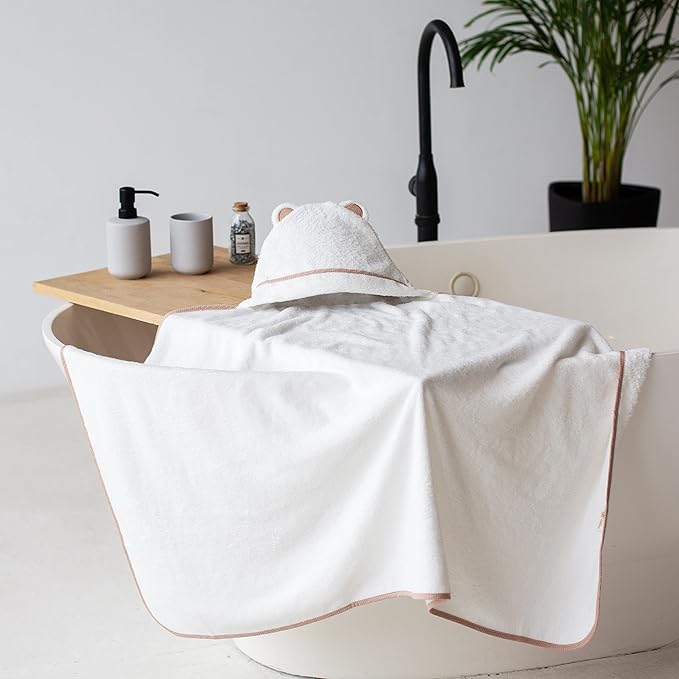Premium Baby Bath Towel - Rayon Made from Bamboo Hooded Baby Towels - Newborn Baby Towel with Hood - Large Hooded Towel for Newborn Infant Boy Girl (White)