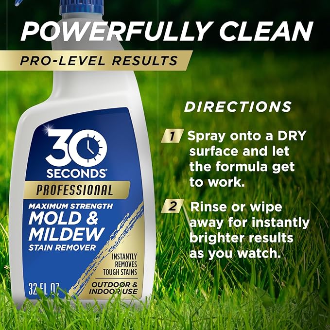 30 SECONDS Pro Mold and Mildew Stain Remover | Scrub Free | Brighter Results Instantly | Ready To Use | 32 Fl. Oz.
