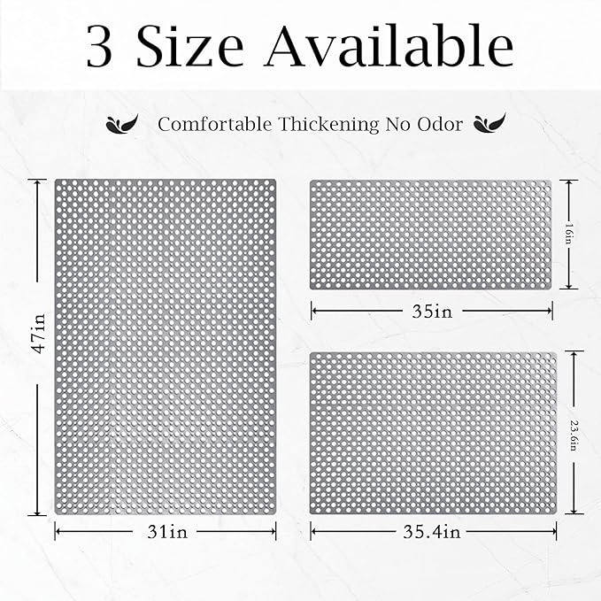 Non Slip Large Shower Mat 35.4"*23.6", TPE Bath Mats for Inside Outside Shower,Extra Large Bathtub Mat with Suction Cups and Big Drain Holes