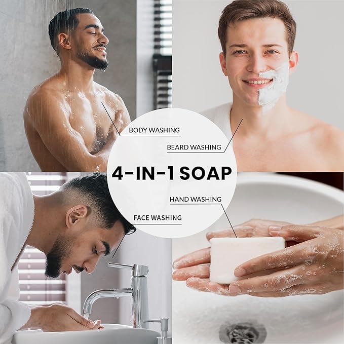Rinse & Robust Mens Natural Bar Soap 6Pcs Handmade Cleansing Moisturizing&Exfoliating Scrub Soap Set Gifts for Men Body&Hand All Skin Type 6 Different Scents 5.3 oz of 6 Bars