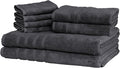 Mosobam Luxury Turkish 8pc XL Towel Set 35X70 16X30 13X13 Charcoal Gray (Dark Grey) 700 GSM Bamboo Viscose & Aegean Turkish Combed Cotton