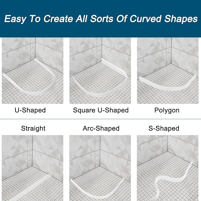 uxcell 118 Inch Collapsible Shower Barrier Stopper Water Splash Guard Blocker 118"Lx0.8"Wx0.5"H for Bathroom Kitchen Wet and Dry Separation, Black