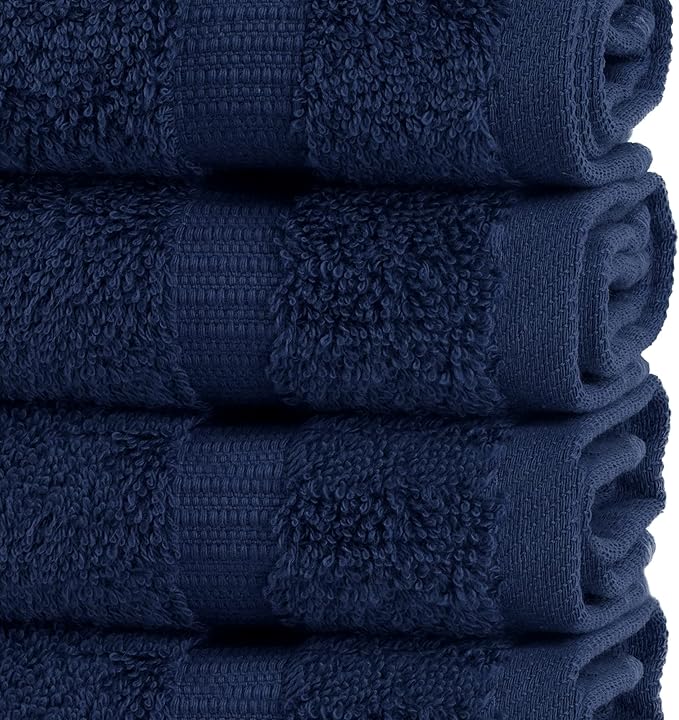 Chakir Turkish Linens Premium Cotton Absorbent Turkish Towels (Washcloths - 12 Piece, Navy Blue)