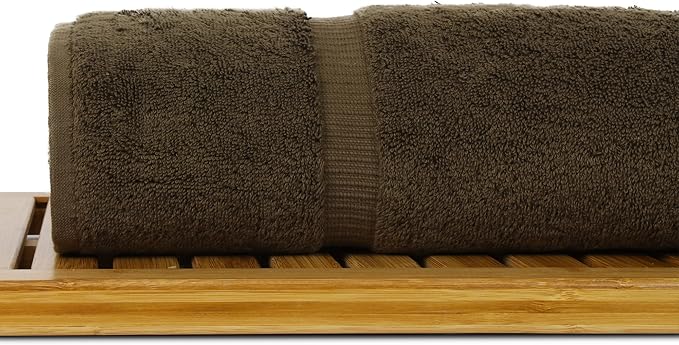 Luxury Hotel & Spa Collection Highly Absorbent, Quick Dry 100% Turkish Cotton 700 GSM, Eco Friendly Towel, for Bathroom Dobby Border Soft Bath Towel Set 27 X 54 (Cocoa, Bath Towels - Set of 2)