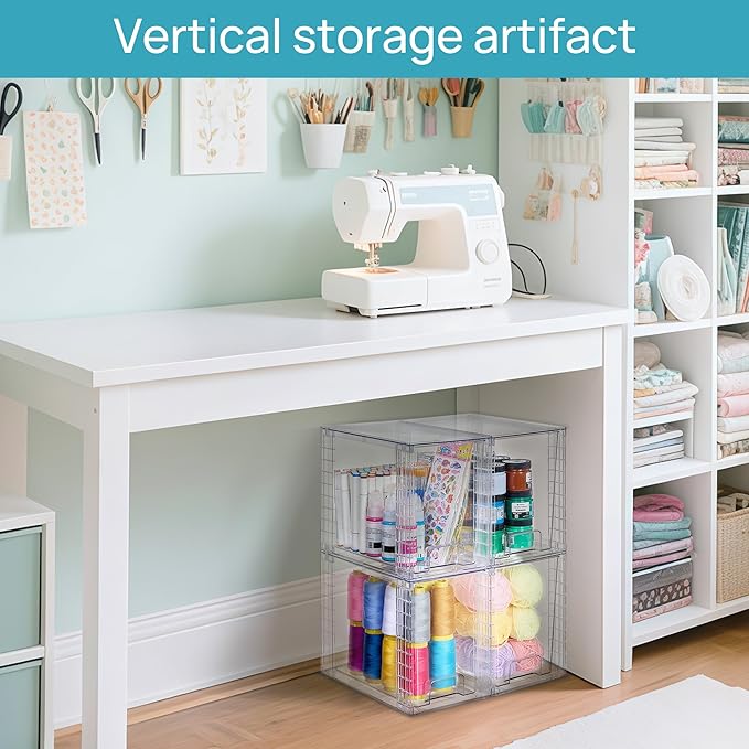 Vtopmart 4 Pack Clear Stackable Storage Drawers,9.7" High Plastic Organizers Bins for Skincare, Bathroom Supplies,Ideal for Cabinet,Undersink,Vanity,Kitchen,Pantry Organization
