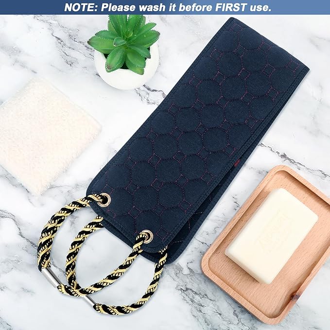 Exfoliating Back Scrubber with Handles, 39 Inch Double-Sided Back Exfoliator Body Scrub Towel, Exfoliating Washcloth Bath Tool for Use in Shower, Back Washer to Deep Clean Your Skin for Men & Women
