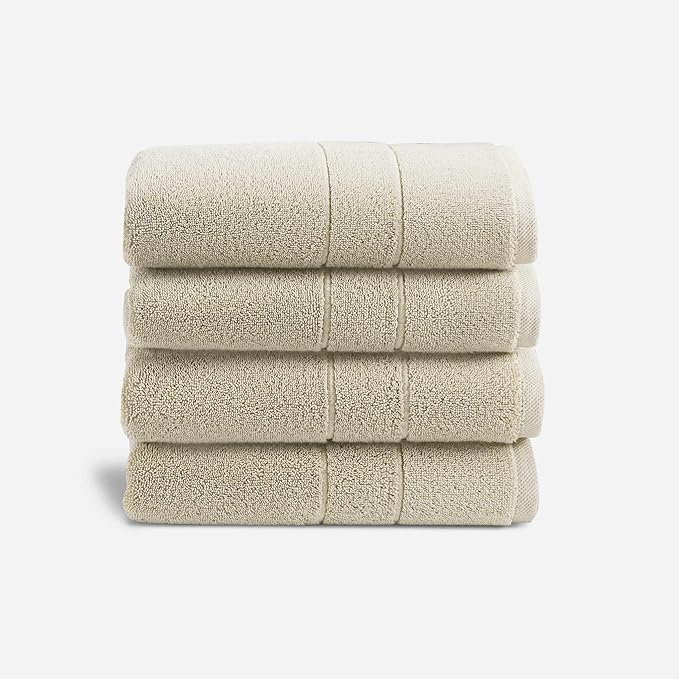 Brooklinen Super-Plush Turkish Cotton Bath Towels - Set of 4 - Cotton, 820 GSM, Highly Absorbent, Machine Washable, Perfect for Home & Bathroom (30" x 58", Stone)