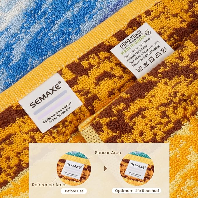SEMAXE 4-Pack Luxury Bath Towels for Bathroom, 100% Cotton, Soft, Absorbent, and Quick-Drying, 55"x27", Wheat Filed, Perfect for Hotels, Gyms, and Spas