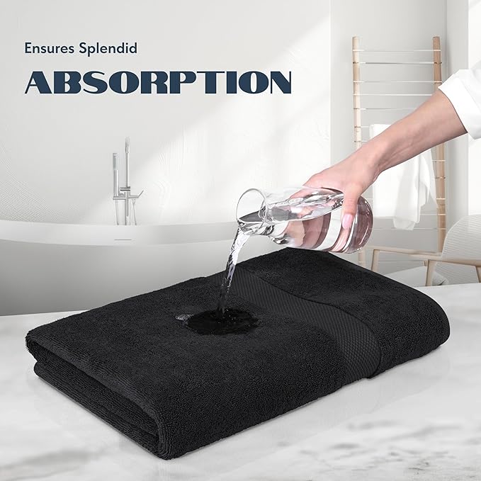 White Classic Luxury Soft Black Bath Sheet Towels - 650 GSM Cotton Luxury Bath Towels Extra Large 35x70 | Highly Absorbent and Quick Dry | Hotel Collection Extra Large Bath Towels Oversized, 2 Pack
