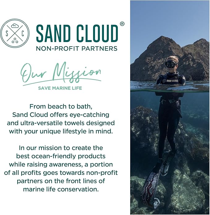 Sand Cloud Turkish Beach Towel - 100% Organic Cotton Turkish Bath Towels - Ultra Soft, Sand Free & Quick Dry Towel for Beach, Pool, or Picnic - As Seen on Shark Tank - Boho Sundown