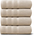 Hearth & Harbor Luxury Hand Towels - 100% Ring Spun Cotton Hand Towels for Bathroom, Shower, Spa, Soft & Absorbent Towels, 4 Piece Set, Beige