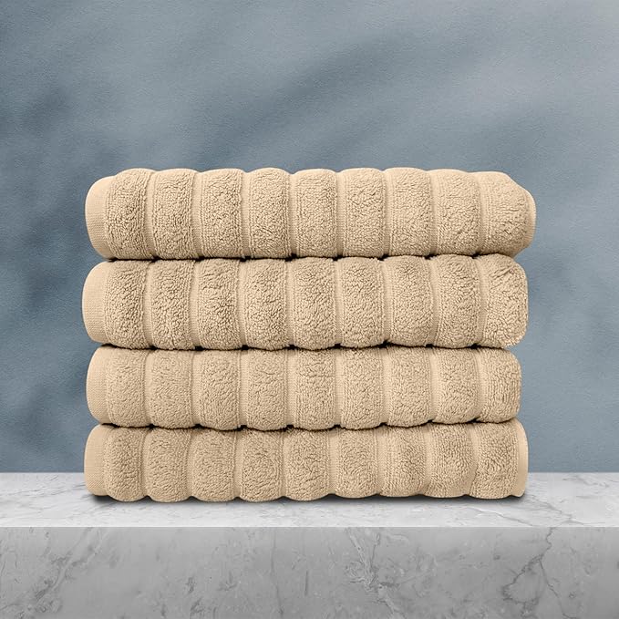 Classic Turkish Towels CTT Luxury Hand Towels for Bathroom Set of 4, 100% Turkish Cotton, Quick Dry & Comfy Towels for Hotel & Spa, Highly Absorbent | 20"x32" (Almond Beige)