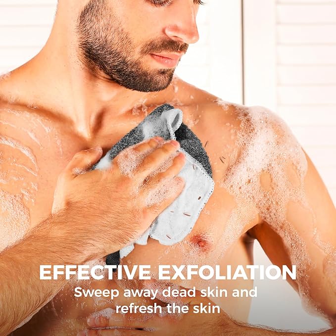 ZOMCHI 2 Count Washcloth, Exfoliating Washcloth for Dead Skin Removal, Dual Sided Exfoliating Washcloths (Deep and Soft)
