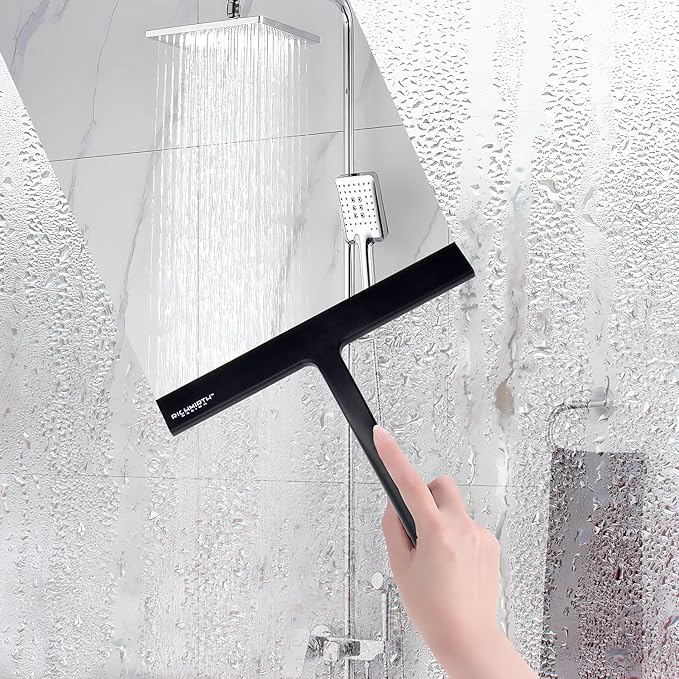 RICHMIRTH Silicone Rubber Blade Shower Squeegee 9" in Width Window & Car Squeegee for Shower, Glass, Window