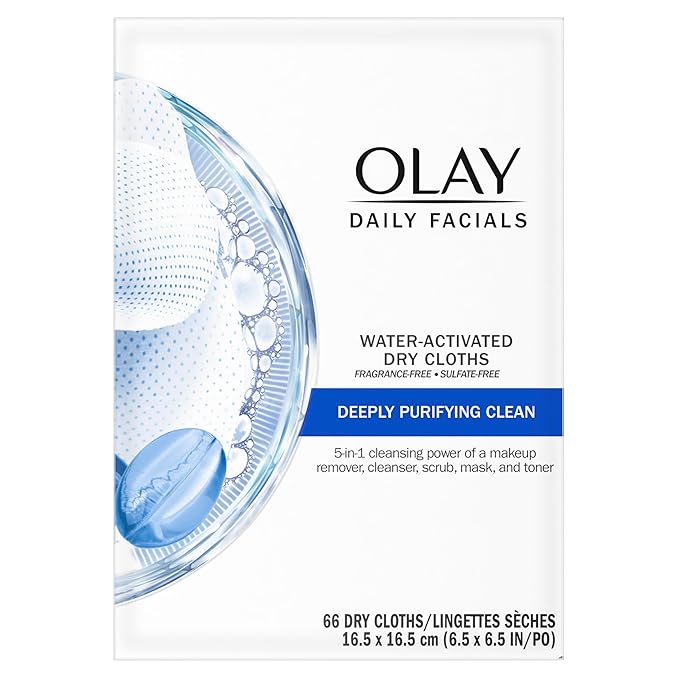 Olay Cleansing Wipes, Daily Facials, Power of a Makeup Remover, Scrub, Toner, Mask and Cleanser - Fragrance-Free, Textured No-Soap Cloth, Gentle Skin Care, Vitamin Complex-Infused Formula, 66 ct