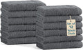 Casa Platino Wash Cloths Set of 12- Spa & Salon Quality - 100% Ring Spun Cotton Face Towels - Soft & Ultra Absorbent Washcloths for Body, Beauty, Home, Gym - Fingertip Towels - 13"x13", Cool Grey