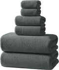Soft 6 Piece Bath Towels Set, 2 Oversized Large Bath Towel Sheet, 2 Handtowels, 2 Washcloths - Luxury, Highly Absorbent, Quick Dry Bathtowel Collection Lightweight for Bathroom, Hotel & Spa, Dark Grey