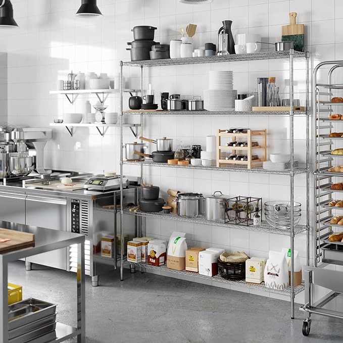 14" Deep x 72" Wide x 86" Height Wire Shelving Kit | 5-Tier | NSF Commercial Storage Rack Unit