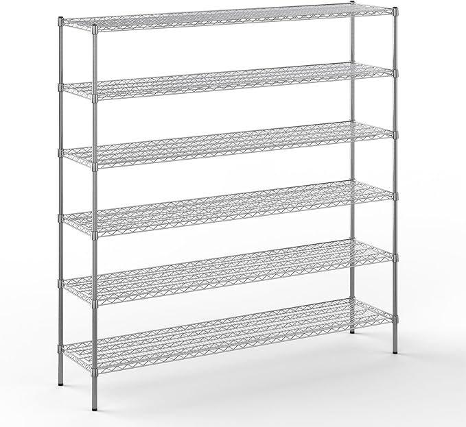 18" Deep x 72" Wide x 74" Height Wire Shelving Kit | 6-Tier | NSF Commercial Storage Rack Unit