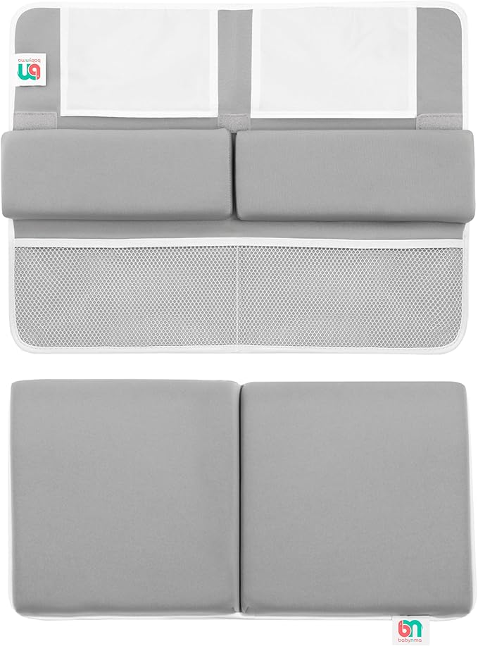 Baby Bath Kneeler and Elbow Rest Pad Set - Kneeling pad for Bathing Baby and Toddlers - Memory Foam Cushion - Holds Bath Accessories and Essentials - Comfort and Support for Your Knees