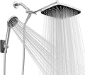Wide Rain Shower Head With 5 Modes Handheld Showerheads, High Pressure Showerhead Combo with Extension Arm for Bathroom Accessories, Adjustable Shower Head with Anti-Clog Nozzles (Chrome)