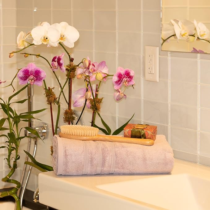 Mosobam Luxury Turkish Bath Towels 30X58 Lavender Aura 700 GSM Bamboo Viscose & Aegean Turkish Combed Cotton